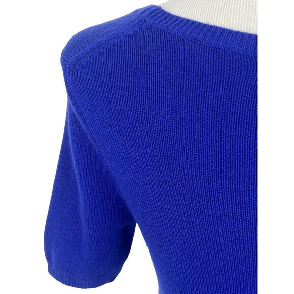GAP Cobalt Blue Knit Short Sleeve Sweater Top • Preppy Classic Minimalist Mod S - Picture 10 of 15